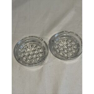 Vintage Set 2- Libbey 4" Nob Hill Clear 4 Slot‎ Round Ashtray Glass Hobnail MCM